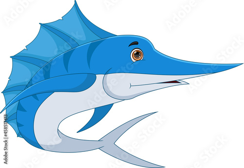 marlin fish cartoon on white background