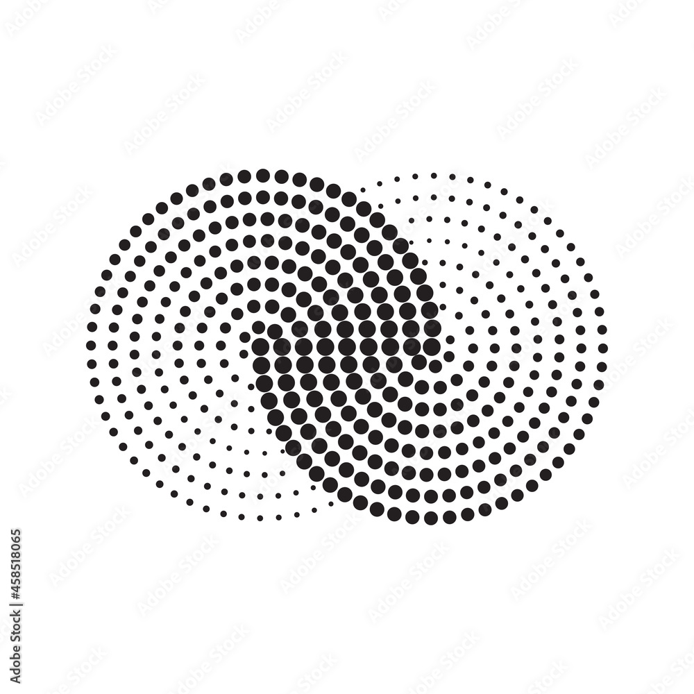 Geometric half tone element, infinity circle. Vector illustration isolated on white background, EPS 10