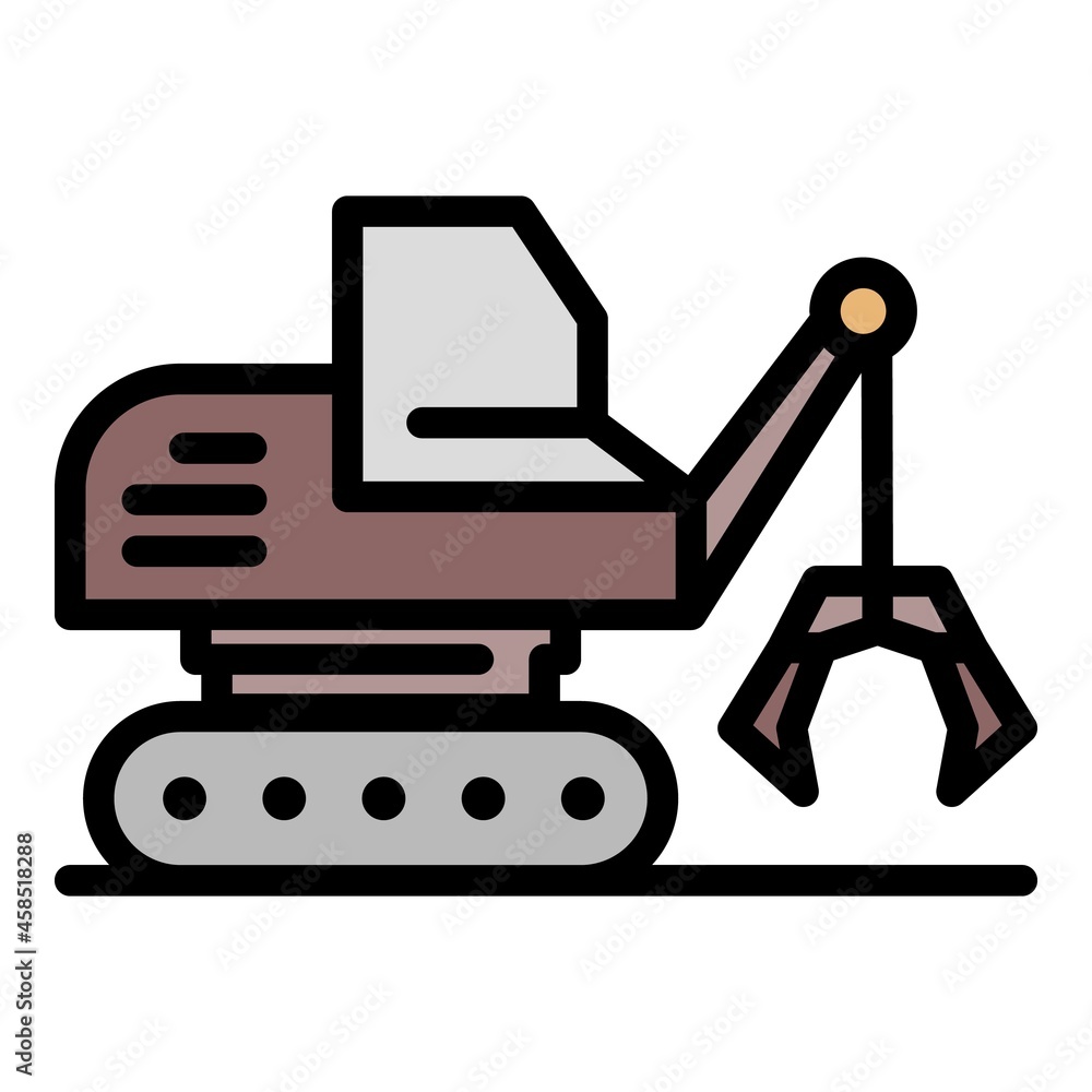 Mining excavator icon. Outline mining excavator vector icon color flat isolated Mining excavator icon. Outline mining excavator vector icon color flat isolated