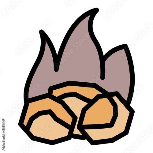 Coal fire icon. Outline coal fire vector icon color flat isolated