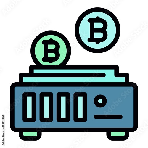 Mining farm icon. Outline mining farm vector icon color flat isolated