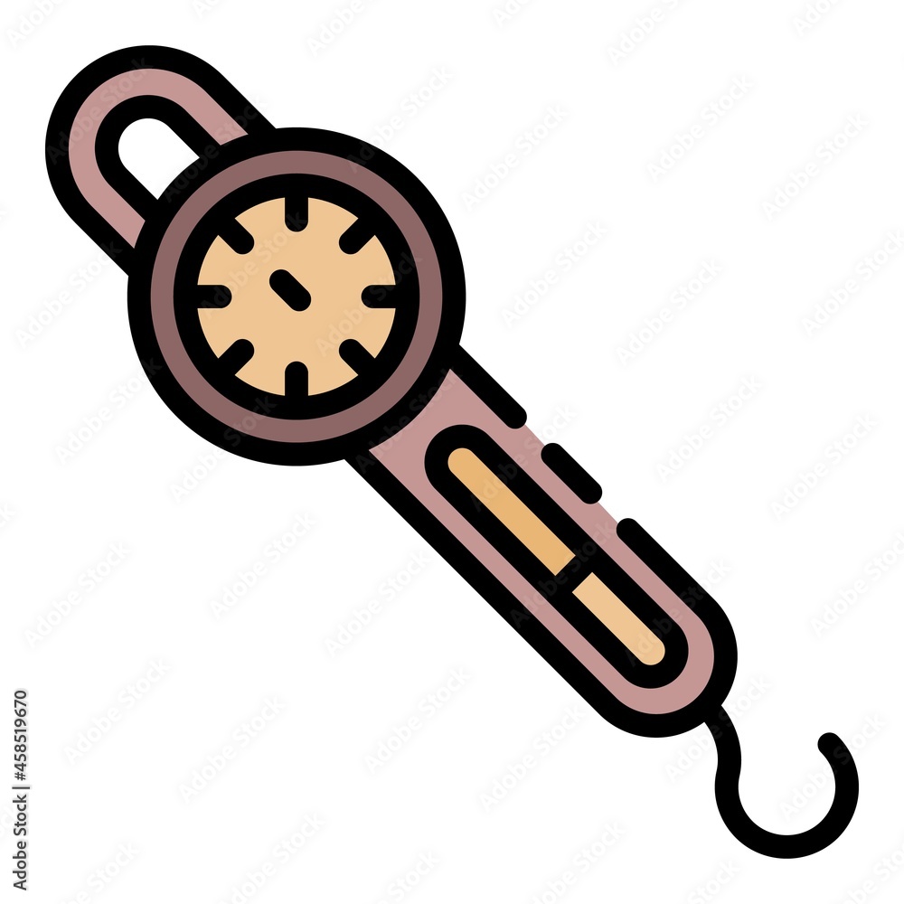 Food hand scales icon. Outline food hand scales vector icon color flat isolated Food hand scales icon. Outline food hand scales vector icon color flat isolated