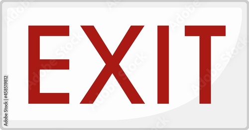 Vector illustration of exit signage with a white background and red text
