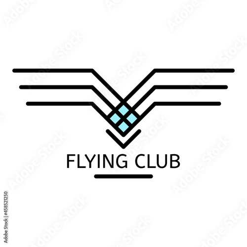 Flying club logo. Outline flying club vector logo color flat isolated