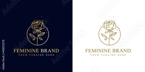 Botanical Hand Drawn collection Logo with Wild Flower and Leaves. Logo for spa and beauty salon, boutique, organic shop, wedding, floral designer, interior, photography, cosmetic. vector illustration