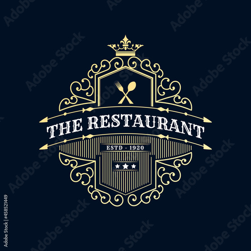 Vintage ornamental vector with floral ornament Suitable for whiskey, liquor, beer, brewery, wine, barber shop, coffee shop, tattoo studio, salon, boutique, hotel, shop signage engraving illustration