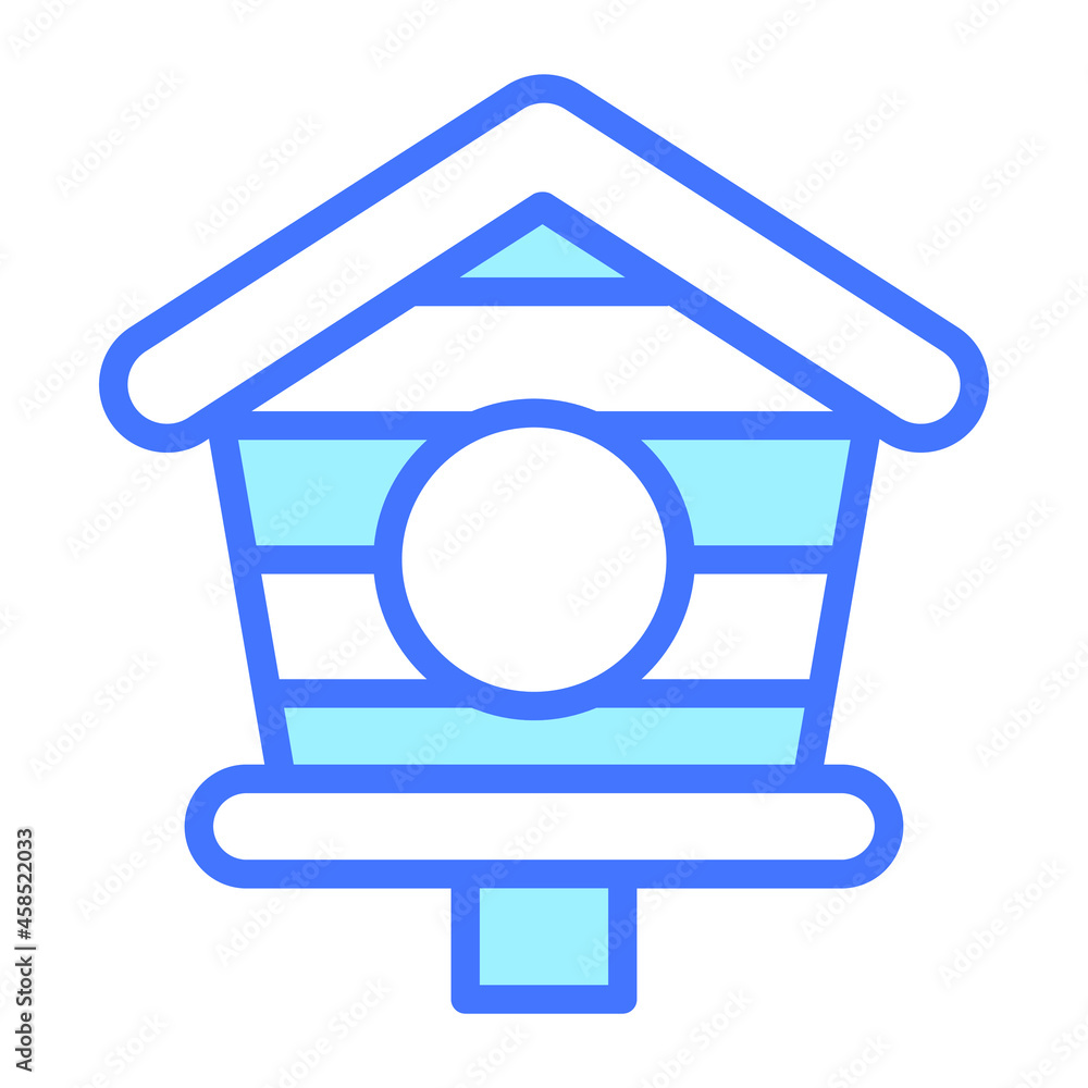 birdhouse, nest, home Blue Outline Simple Icon. birdhouse, nest, home Blue Outline Simple Icon.