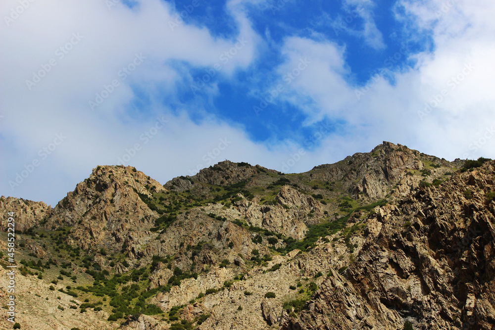 Mountain with blue sky and clouds