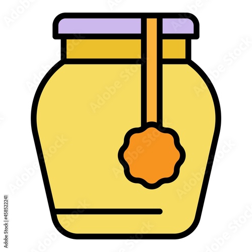 Shop jam jar icon. Outline shop jam jar vector icon color flat isolated