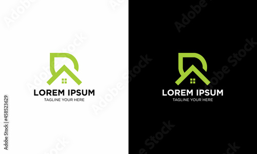 Letter R Home Logo Vector. Friendly Eco House Logo Design