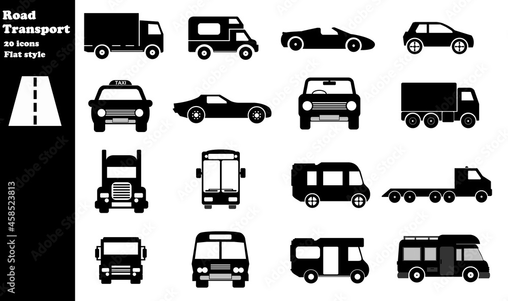 Transport routier en 20 icônes, collection Transport routier en 20 icônes, collection