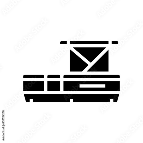 pontoon boat glyph icon vector. pontoon boat sign. isolated contour symbol black illustration