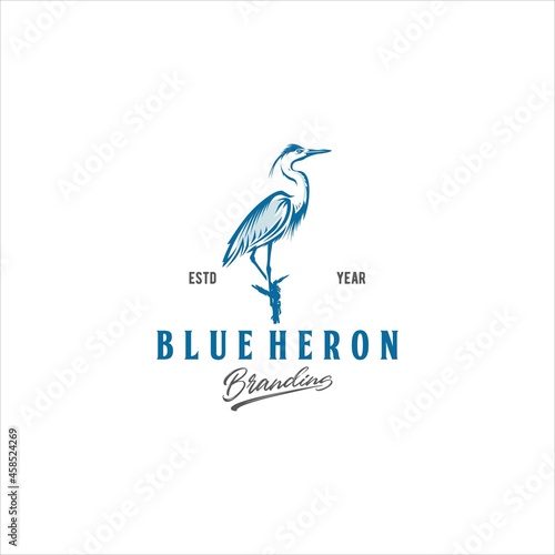 Canvas Print Blue Heron Logo Design Vector Image