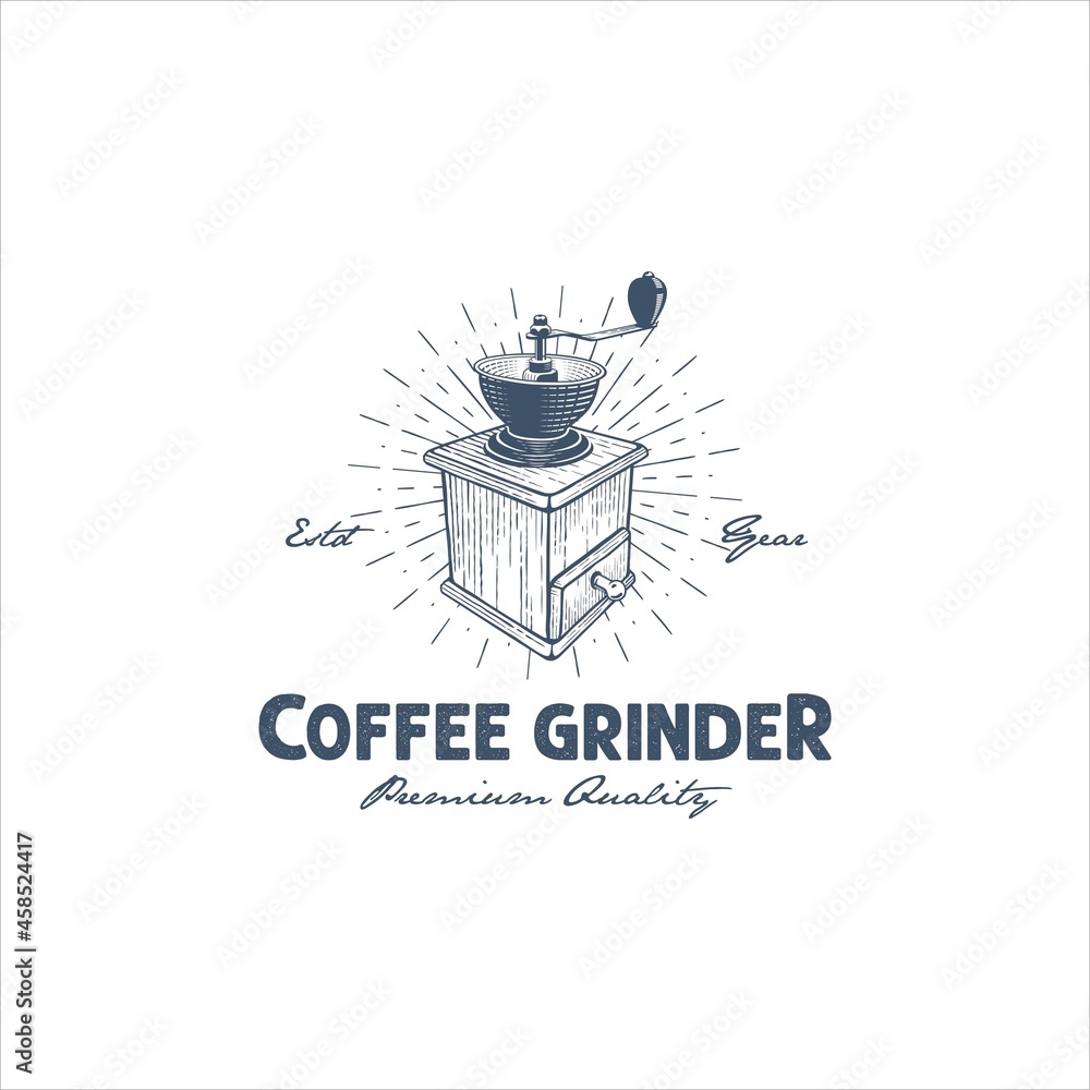 Coffee Grinder Logo Design Vector Image