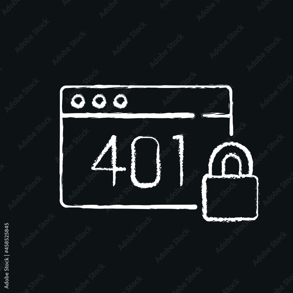 401 error chalk icon. Vector isolated black illustration