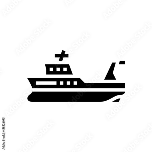 trawler boat glyph icon vector. trawler boat sign. isolated contour symbol black illustration