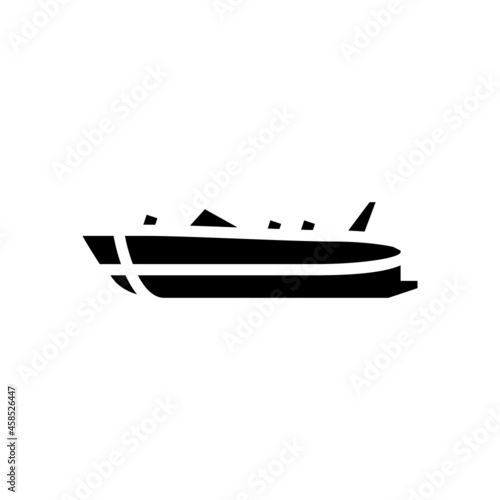 deck boat glyph icon vector. deck boat sign. isolated contour symbol black illustration