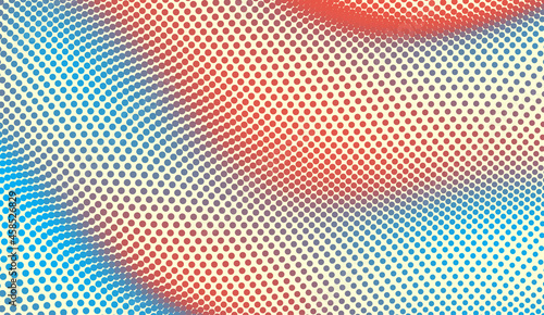 Wavy dotted background. Abstract polka dots pattern. 3d vector illustration with particles.