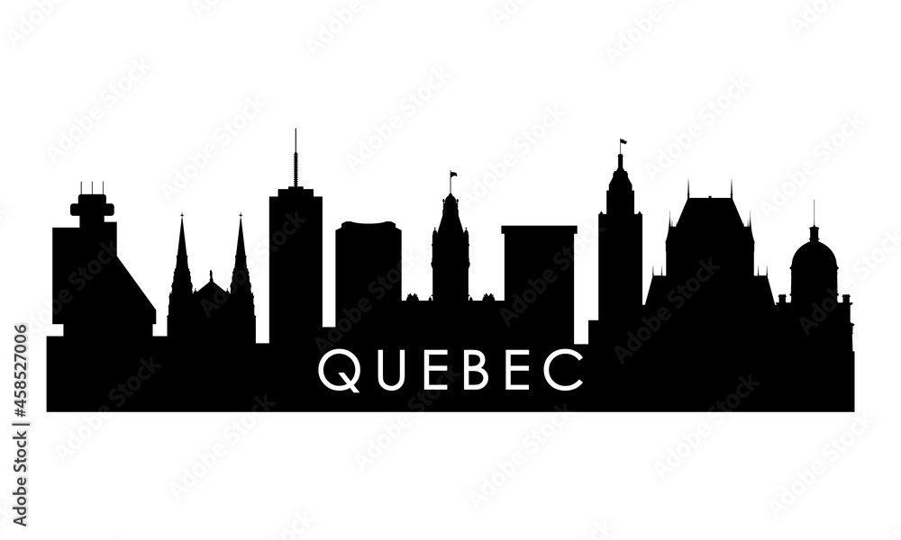 Fototapeta premium Quebec skyline silhouette. Black Quebec city design isolated on white background.
