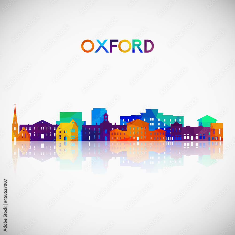 Oxford, Mississippi skyline silhouette in colorful geometric style. Symbol for your design. Vector illustration.