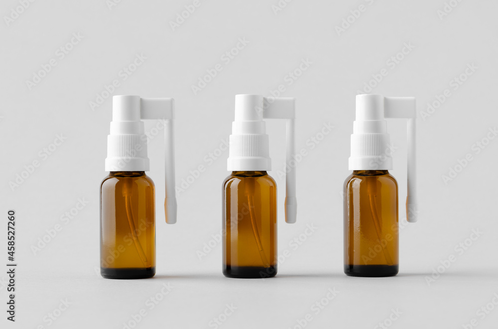 Oral, throat spray mockup. Amber bottle. Oral, throat spray mockup. Amber bottle.