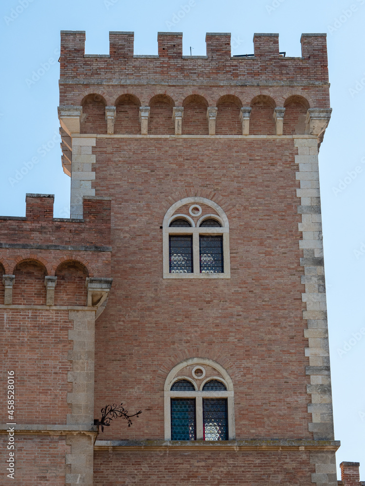 Embattled Tower of the Medieval Castle at the Entrance to the Village of Bolgheri