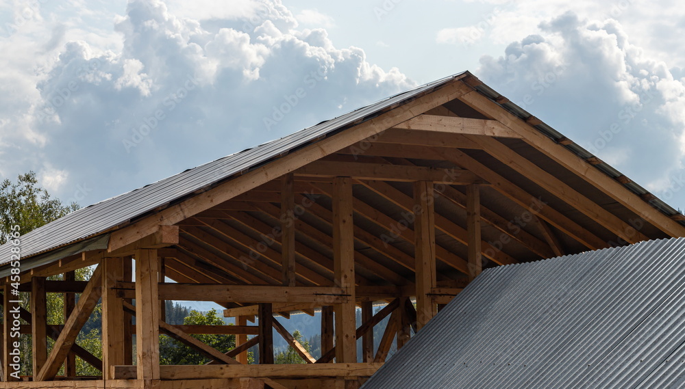 roof and wooden beams part of house construction traditional european roof and wooden beams part of house construction traditional european