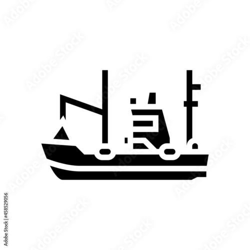fishing boat glyph icon vector. fishing boat sign. isolated contour symbol black illustration