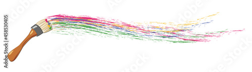 Photos Drawing wide brush with the trace of colorful dye
