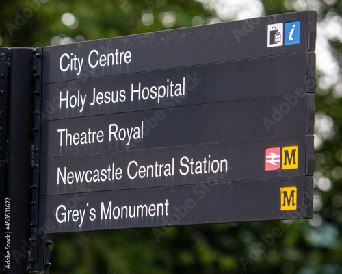 Signposts in Newcastle Upon Tyne, UK photo