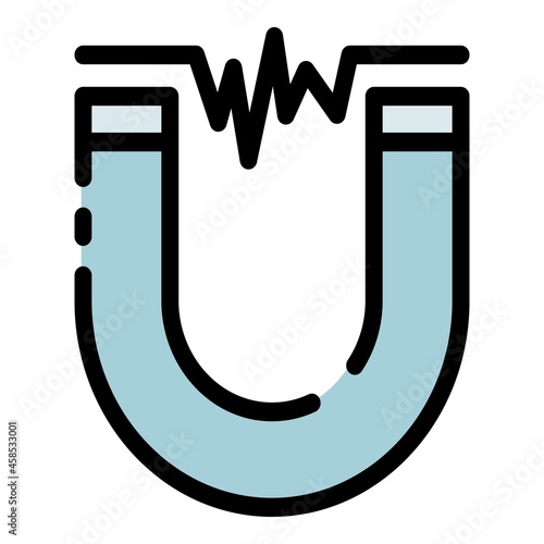 Industrial magnet icon. Outline industrial magnet vector icon color flat isolated