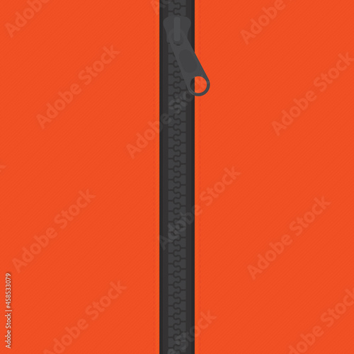 Orange fabric connected by a zipper. Vector design.