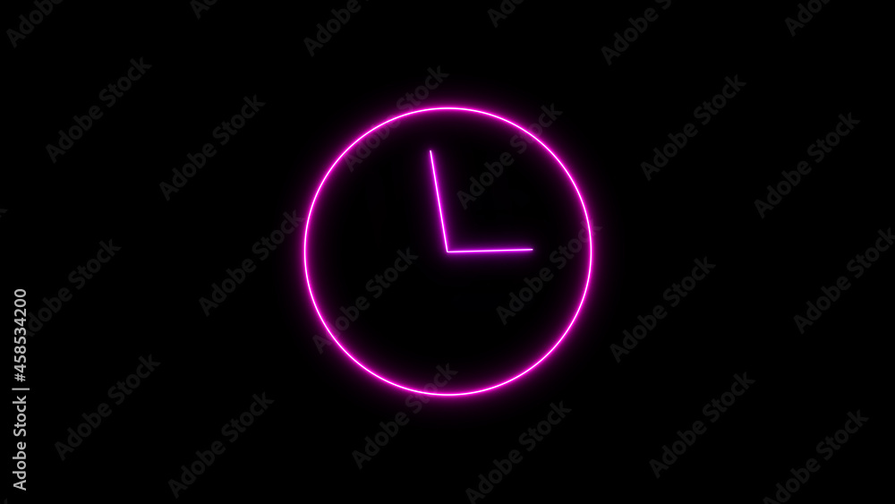 clock animation. pink color neon light clock. abstract pink color neon light clock animation on colorful background. clock animation. pink color neon light clock. abstract pink color neon light clock animation on colorful background.