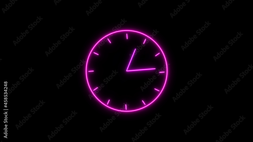 clock animation. pink color neon light clock. abstract pink color neon light clock animation on colorful background. clock animation. pink color neon light clock. abstract pink color neon light clock animation on colorful background.