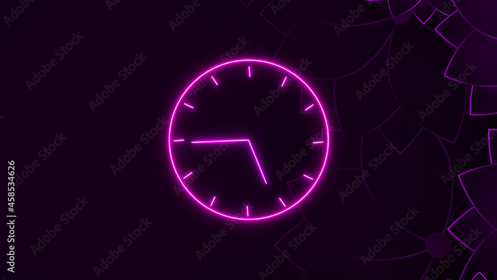 clock animation. pink color neon light clock. abstract pink color neon light clock animation on colorful background. clock animation. pink color neon light clock. abstract pink color neon light clock animation on colorful background.