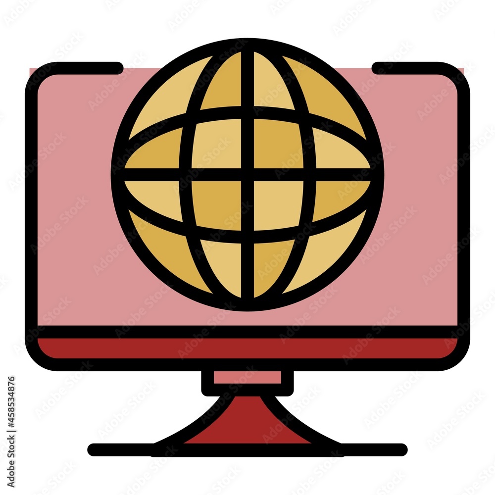 Web global firewall icon. Outline web global firewall vector icon color flat isolated Web global firewall icon. Outline web global firewall vector icon color flat isolated