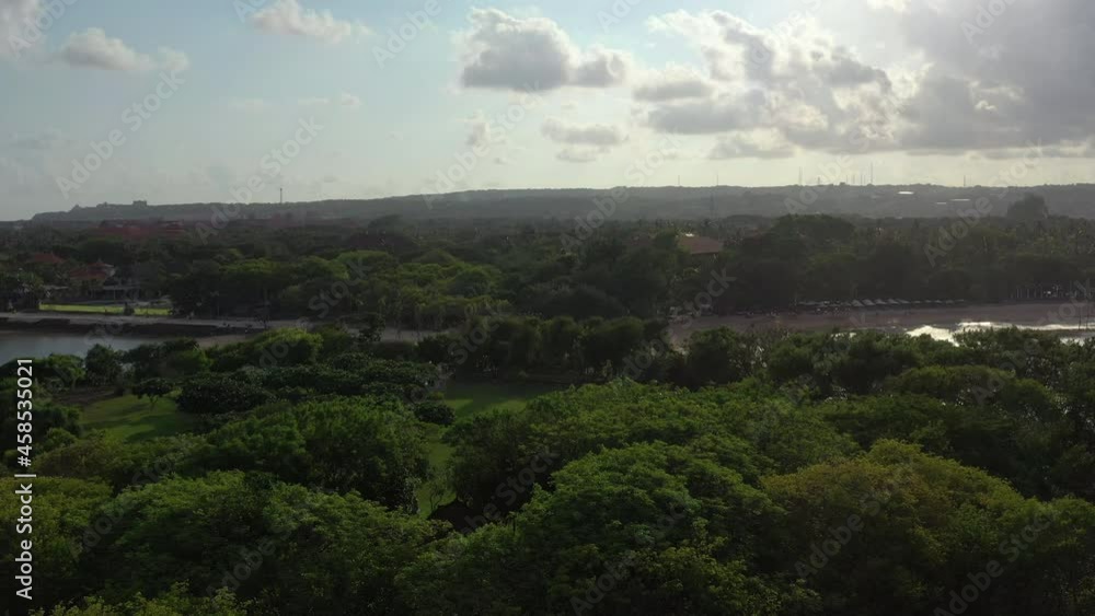 sunny day bali island famous beach bay park aerial panorama 4k indonesia sunny day bali island famous beach bay park aerial panorama 4k indonesia