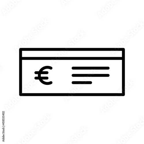 Paycheck Logo outline icon. Banking checkbook template or cheque book and financial transfers