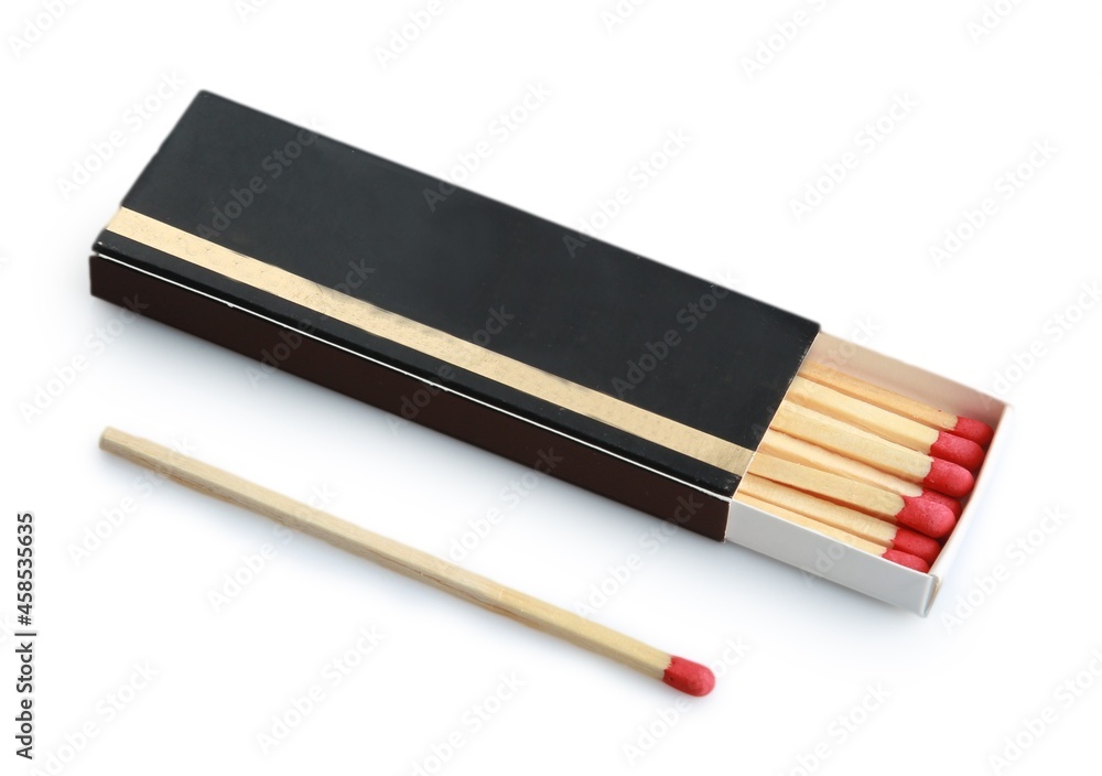 Unlit matchsticks in a matchbox