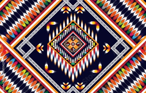 Ikat geometric folklore ornament. Tribal ethnic vector texture. Seamless striped pattern in Aztec style. Figure tribal embroidery. Indian, Scandinavian, Gyp sy, Mexican, folk pattern. 