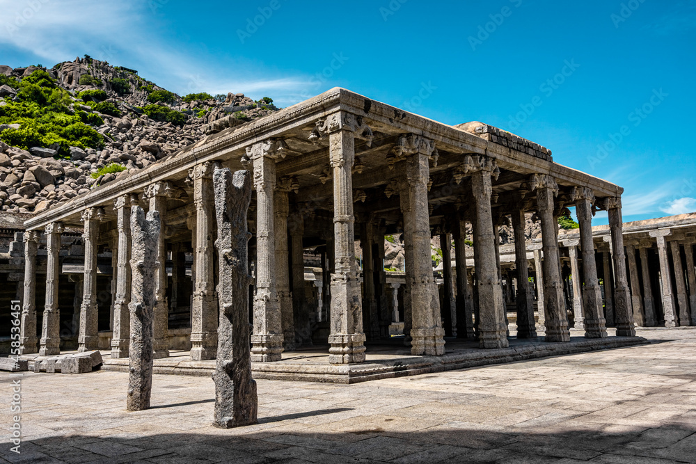 Fototapeta premium The Venkataramana Temple of Gingee or Senji in Tamil Nadu, India. It lies in Villupuram District, built by the kings of konar dynasty and maintained by Chola dynasty. Archeological survey of india.