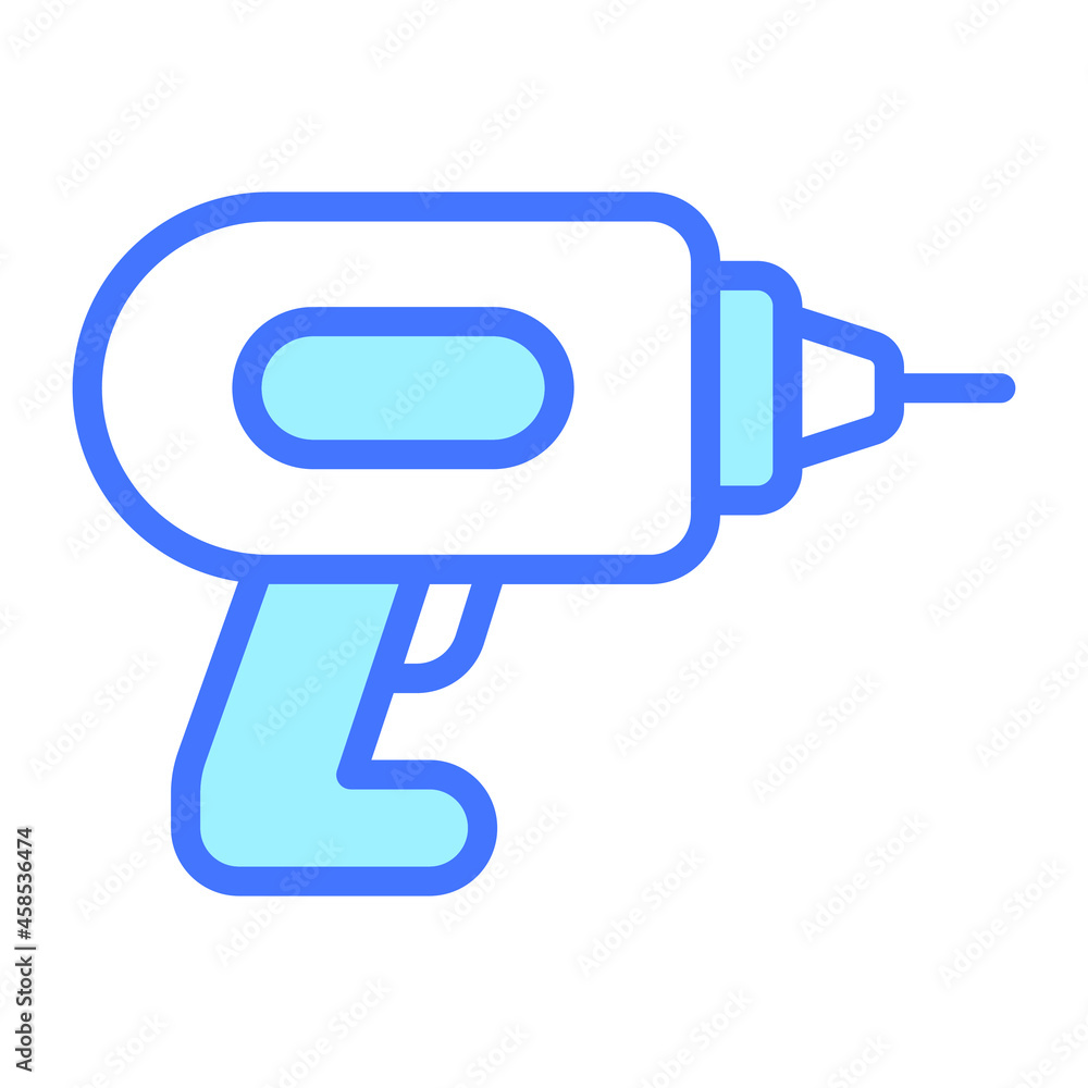 drill vector  outline icon, blue line vector design