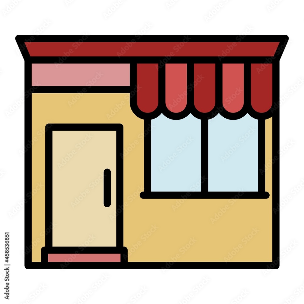 Shop market icon. Outline shop market vector icon color flat isolated Shop market icon. Outline shop market vector icon color flat isolated