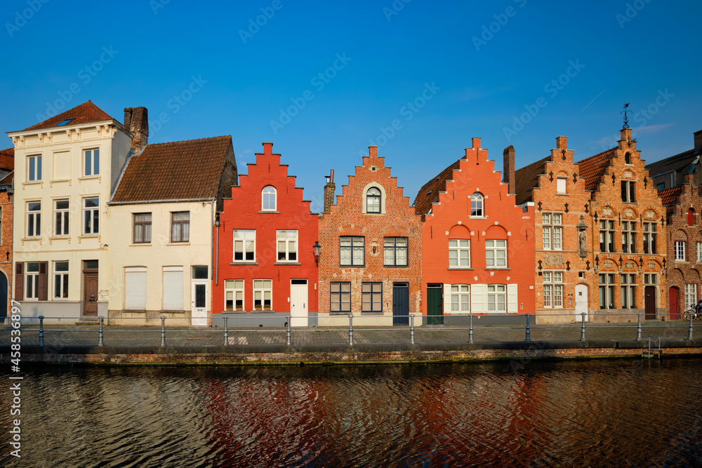 Fototapeta premium Canal and old houses. Bruges Brugge , Belgium