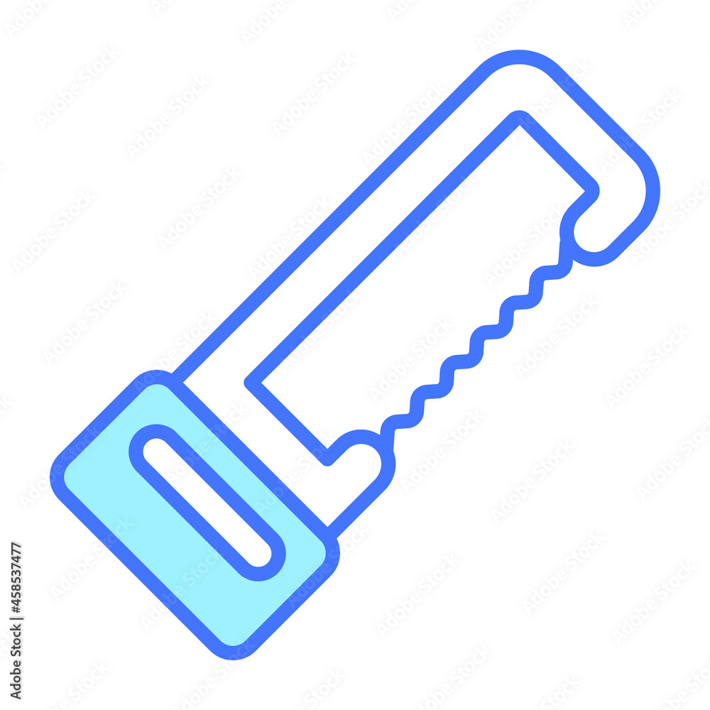 hacksaw vector outline icon, blue line vector design hacksaw vector outline icon, blue line vector design