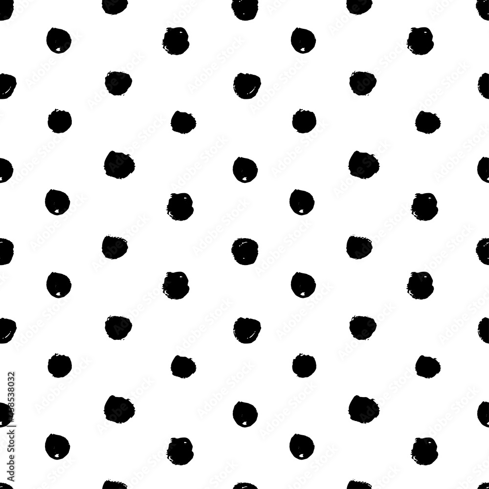 Polka dot hand drawn black and white vector pattern. Abstract vector background Polka dot hand drawn black and white vector pattern. Abstract vector background