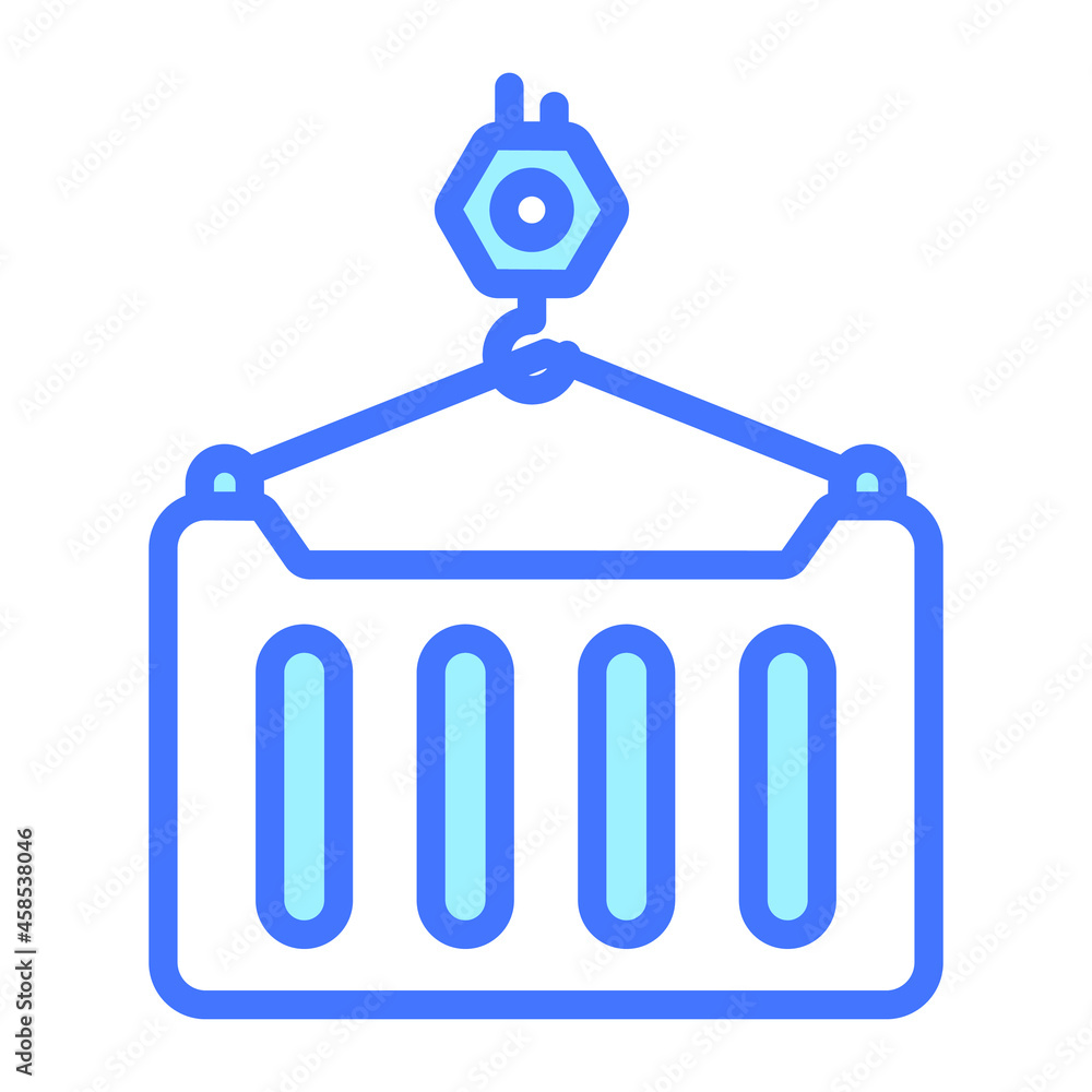 container vector outline icon, blue line vector design container vector outline icon, blue line vector design