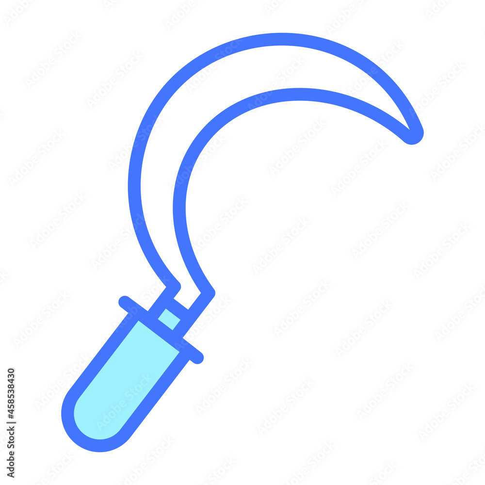 sickle vector outline icon, blue line vector design sickle vector outline icon, blue line vector design