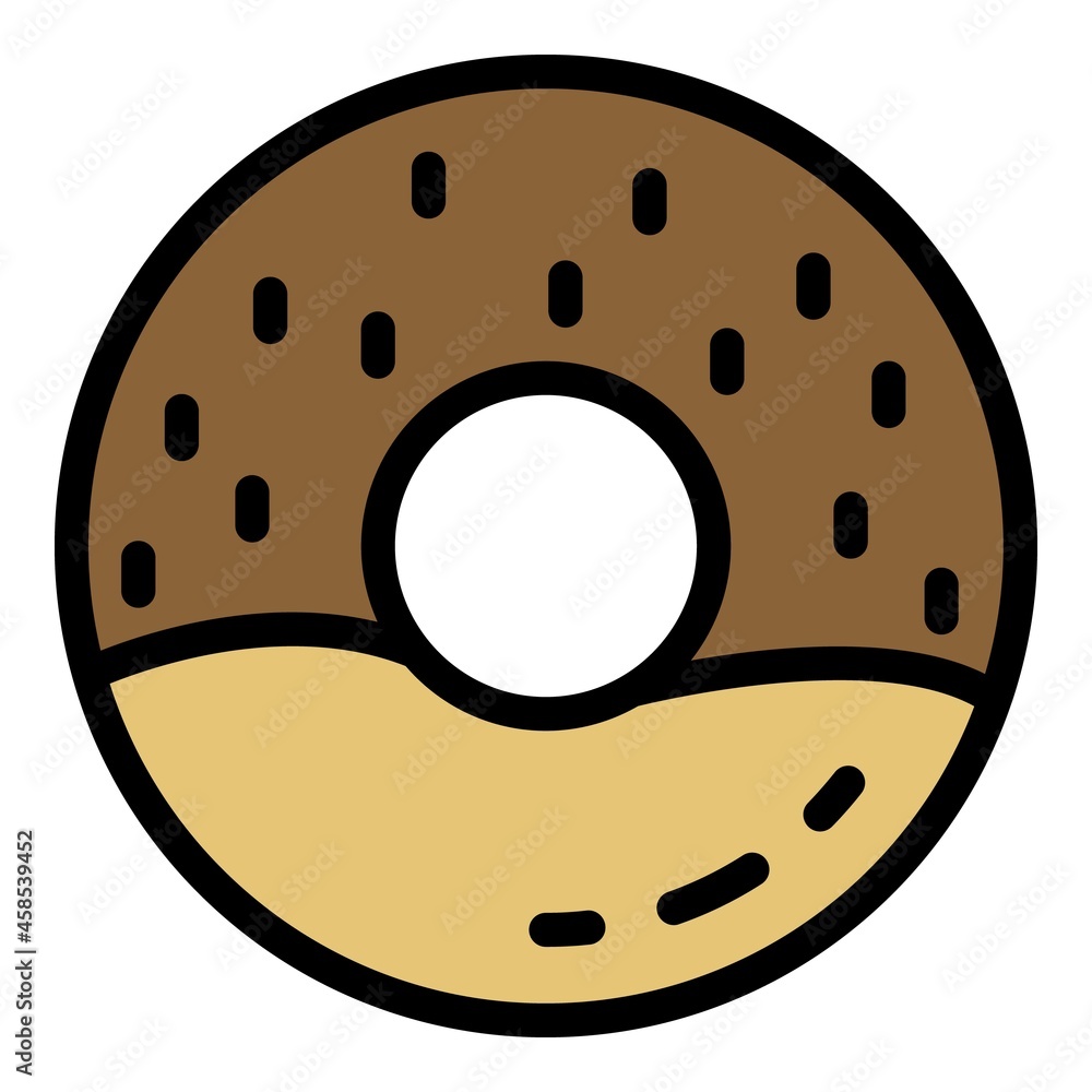 Obraz premium Cream donut icon. Outline cream donut vector icon color flat isolated