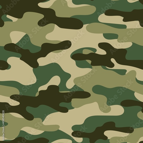 Camouflage texture seamless. Abstract military camouflage background green for fabric. Vector illustration